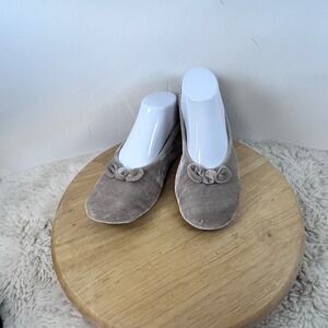 Velvet‎ Ballet Flats Bow Detail Slip On Comfort Slippers Shoes 8-9